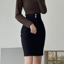 여자 하이웨이스트 타이트 슬렌더 스키니 앞지퍼 치마