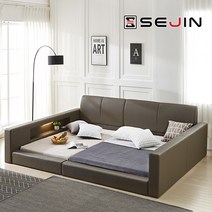 세진침대 아리엘가드패밀리침대프레임만Q+SS, 모카그레이