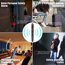 Bluedery RF 신호 감지기 숨겨진 Wi-Fi 카메라 파인더 개인 자기 방어 알람 스파이 방지 버그 스위퍼 핀홀 렌즈 스캔 호텔 사무실 문 수하물 움직임 경고 안전
