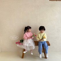 남아여아공용 파스텔니트 베이직한 심플한 깔끔한니트 봄코디룩 새학기 남매룩 라운드티 나들이