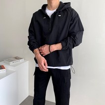남자 런테크 코어스 반집업 아노락 바람막이 봄 캐주얼 형광 방풍 후드 자켓