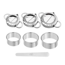 만두 제조기 3pcs 스테인레스 스틸 만두 금형 3pcs 반죽 라비올리 스킨 프레스 커터 1pcs 채우는 숟가락-empanadas 프레스, 없음