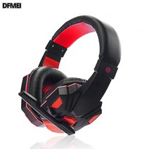 DFMEI e스포츠 게임 헤드폰 발광 유선 이어폰, 검붉고 등불이 없다. &F361, 3.5mm 더블탭