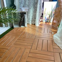 조아마루 조립식 마루 발판24P 욕실발판 데크타일 베란다 건식화장실 옥상 바닥재 욕실 타일 현관, 01).(틈있는)참나무색24P(본판16장마감재8장)