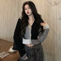여자 브이넥 블랙 니트 가디건 루즈핏 자켓 겨울 가을 40대 50대 하객룩 오버핏 여성 기본 하프