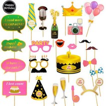 Lincaier 생일 축하 사진 부스 소품 30 40 50 60 70 세 파티 장식 성인 24 개, 24pcs birthday