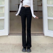 스판청바지 2022 봄가을 여성 하이웨이스트 날씬해 보이는 작은 키 클래식 세미 부츠컷 팬츠 3873119229