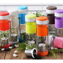 아이얼바오 트라이탄 휴대용 녹차물병 브이라인, 오렌지, 500ml