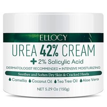 Ellocy 유레아 40% 풋 크림 플러스 살리실산 125mL 최고의 굳은살 제거제 - 발 무릎 및 팔꿈치에 수분을 공급하고 수분을 공급합니다 - 두껍고 갈라지고 거칠고 죽고, 1개, 1개
