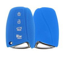 자동차 아슬란 현대 4버튼 실리콘 스마트키케이스 키홀더 키링, 블루