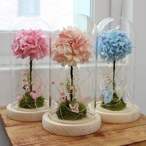 더봄(THEVOM) 프리저브드 수국 유리돔-( 3 color ) 기념일선물, 핑크