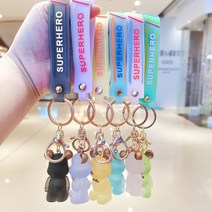 베어브릭 스트랩 키링 줄, 투명블루