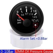 유면계 유량계 0-10 바 오일 압력 게이지 빨간색 백라이트 오일 프레스 미터 알람 라이트 자동 자동차 2 &q, 02 BB