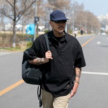 러기드하우스 반오픈 반팔 셔츠 블랙