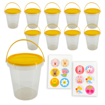 정담 손잡이 원형 구디백 바스켓 중형 1L, 10개입+스티커2장, 옐로