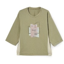 (시)[마엘]마이레이디 옆선 배색 코튼 티블라우스