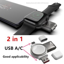 무선충전기2인 1 마그네틱 워치 무선 충전기 인터페이스 iWatch 7 6 5 고속 휴대용 타입-C USB, 한개옵션0