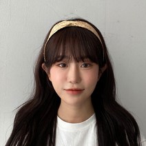 밀짚 여름 뒷밴딩 헤어밴드 와이드 여름 라피아 여성 머리띠