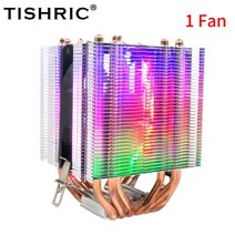 TISHRIC 쿨러 6/4/2 히트 파이프 4 핀 PWM RGB 조용한 인텔 LGA 1150 1151 1155 1200 1366 2011 AMD AM3 AM4 냉각 팬, [04] 4Heat Pipes 2Fan, [01] 고정 컬러, [04] Ryzen AM4 Socket