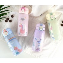 제이몰 귀여운 다이노 원터치 보온보냉병 텀블러 유치원 어린이 초등학생 물통 350ml, 퍼플