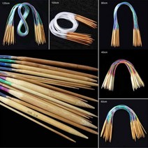 HOHO 크로셰 뜨개질 용품 실 니들 세트 니트 바늘 코바늘 대나무 니팅 튜브니들세트, 40cm10개BL09019