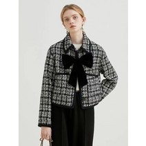 BEENLE 트위드 자켓 여성용 봄 Woolen Suit Black Lapel Short Jacket 레트로 스타일 보우 탑 코트