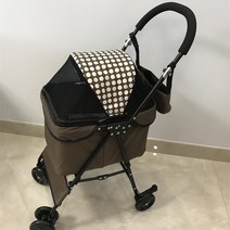 강아지 유모차 반려견 대형견 개모차 냥모차 펫모차 일본 수출 줄무늬 애완 동물 카트 접이식 충격 흡수 범용 휠, 브라운 스타일 15