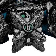 ARUOHHA 금속 DND 주사위 세트 선물 상자 포함 블랙 블루 D&D 6면 다면체 주사위 던전 앤 드래곤 RPG 롤 플레잉 게임 멋진 D 및 D20 D12 D10, Black Green
