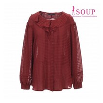 [SOUP] [숲] 프릴넥 핀턱 블라우스(SW9LSM7)