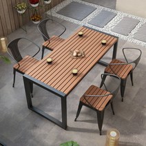 야외 테이블 원목 4인 6인 식탁 테라스 바베큐 카페 정원 테이블 세트, 05.의자