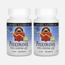 Source Naturals 폴리코사놀 코엔자임 큐텐 Policosanol Q10 10 mg 120정 타블릿 2통세트