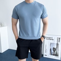 데일트 남자 여름 운동용 스판 머슬핏 반팔티