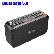 호환 usb pc 연결 스피커 2개의 18650 배터리 미니 블루투스 5.0 베이스 스피커 핸즈프리 통화 녹음기 fm 라디오 tf usb 재생 지원 이어폰, 블랙