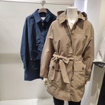 올리비아로렌 [백화점 인기상품] 간절기에 가볍게 걸치기 좋은 후드넥 탈착 가능한 벨트 포인트 트렌치형 점퍼 VVCCLXS2351