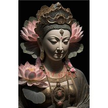 종교 DIY 5D 다이아몬드 그림 부처님 전체 라운드 드릴 라인석 모자이크 연꽃 자수 바느질 홈 장식 S29, 1003, 80x110cm square