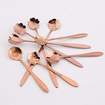 Stainless Steel Flower Spoon Sugar spoon Coffee Stirring Cake Tea Spoon Desser Ice Cream Spoo, 1, Rose Gold