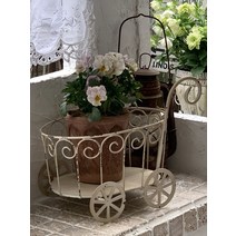 철제 베란다 미니 꽃 마차 화분 받침대 진열대 트롤리, 한개옵션0