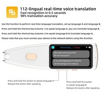 스캐너 북 비파괴스마트 휴대용 음성 번역기 스캔 펜 112 언어 실시간 오프라인 텍스트 읽기 비즈니스 여행, 없음
