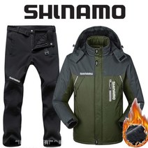 SHLNAMO 자켓 바지 여름낚시복 우의 내피 고어텍스 두껍고 따뜻한 플리스 낚시 의류 남자용 플러스 사이즈 반사 등산 의류 겨울 107029, 2XL, 녹색 1