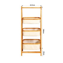 우드 세탁 바구니 햄퍼 접이식 빨래함 수납 바스켓 패브릭, J