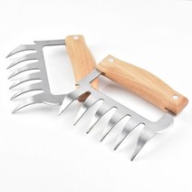 나무파쇄기 유용한 칠면조 닭 발톱 바베큐 도구 스테인레스 스틸 곰 고기 분배기 나무 손잡이 2 개, 02 B