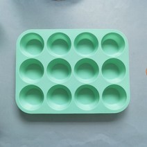 12 캐비티 실리콘 케이크 금형 머핀 컵 Bakeware 퐁당 컵케익 쿠키 초콜릿 베이킹 도구, Green