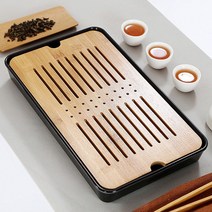 밀른 직사각형 다기 차판 대나무 퇴수기 차반 블랙