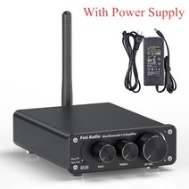 Fosi 오디오 블루투스 2 채널 사운드 파워 스테레오 앰프 TPA3116D2 미니 HiFi 디지털 스피커 50W BT10A Treble & Bass, 3.Black with power