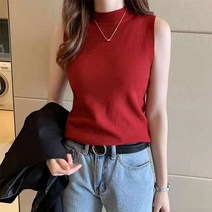 입미 반폴라 민소매 니트 여성 나시