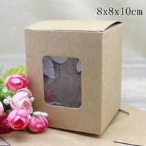 크라프트박스새로운 5Pcs 직사각형 창 상자 6X6/7x 7/8x 8/9x9x 높은 종이 패키지 화이트/크래프트 선물 사, 23 8x8x10cm Kraft