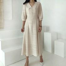 핑크꼴라주 카라 A라인 밴딩 하객 엄마돌 돌잔치 엄마 원피스