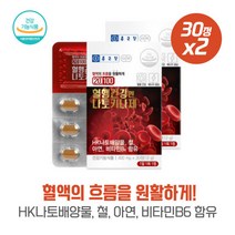 불규칙한 식생활을 하시는분 혈행건강앤나토키나제30정x2 피브린용해효소2400FU함유 하루1정 아연 철 나토키나제, 본문참고, 본문참고