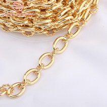 (5111)1 m 체인 링크 8x10MM 24K 골드 컬러 목걸이 팔찌 Diy 쥬얼리 결과 액세서리