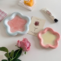 예쁜 도자기 나눔 접시 그릇 korean flat plate hand paint 디저트, 8인치 꽃